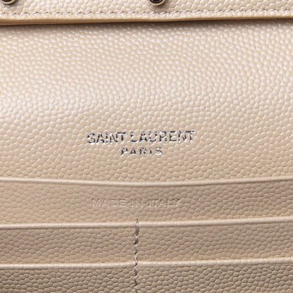 Saint Laurent Grain De Poudre Matelasse Chevron Monogram Chain Wallet Nude Powder 6 of 9