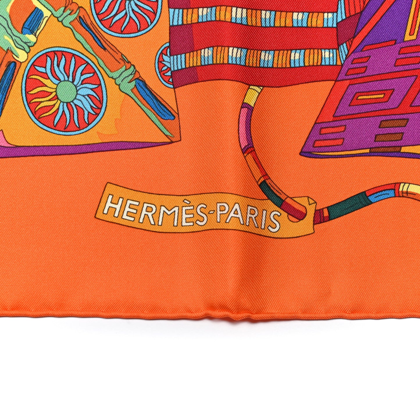 Silk Voyage En Etoffes Scarf 90 Orange Violet Jaune