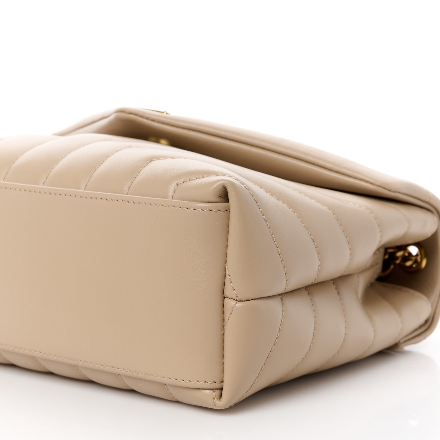 Calfskin Y Quilted Monogram Small Loulou Chain Satchel Dark Beige