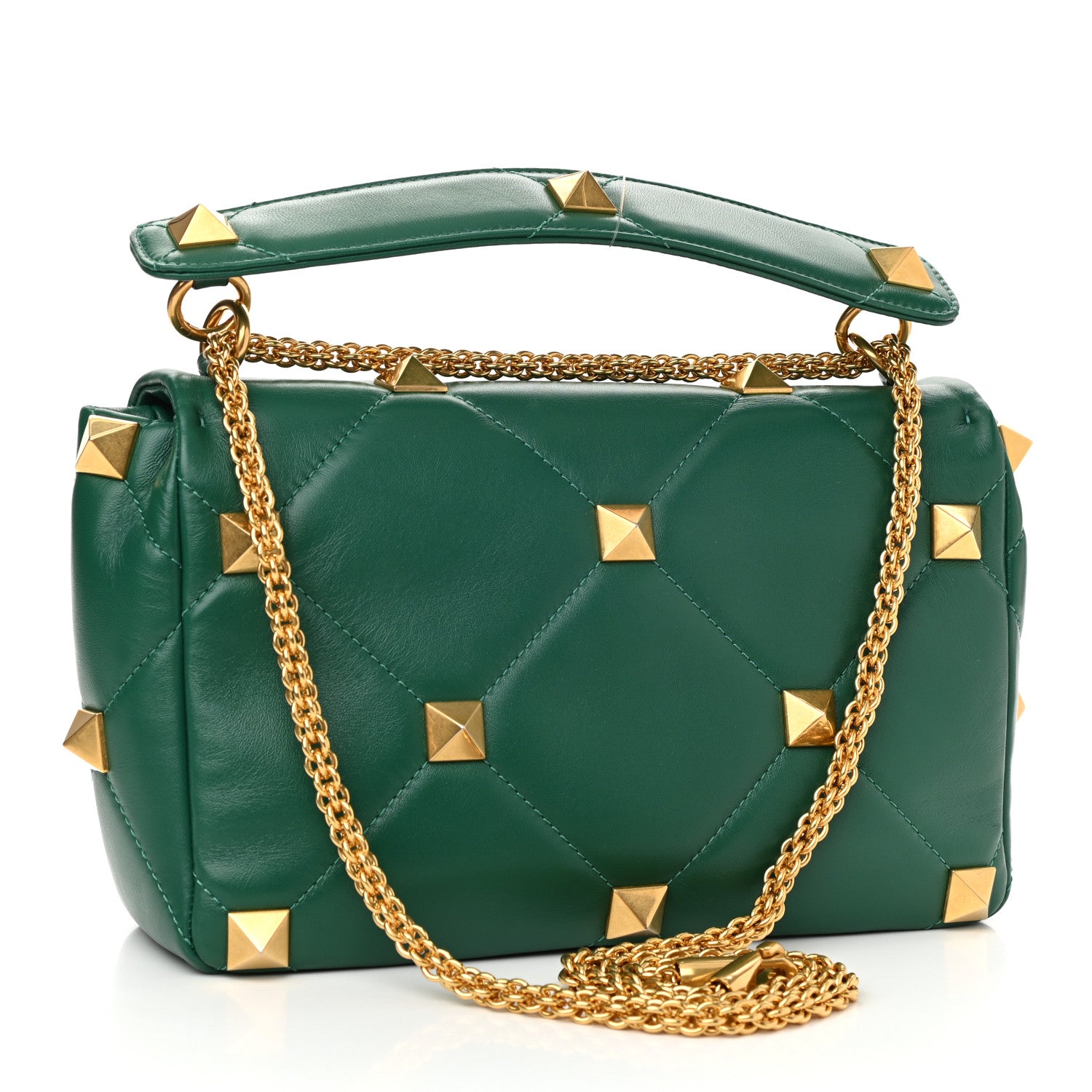 Valentino Garavani Nappa Large Roman Stud Shoulder Bag Jungle 3 of 9