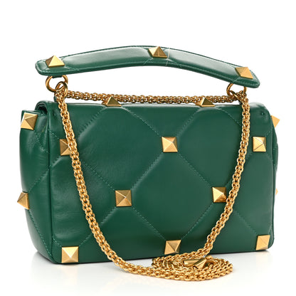 Valentino Garavani Nappa Large Roman Stud Shoulder Bag Jungle 3 of 9