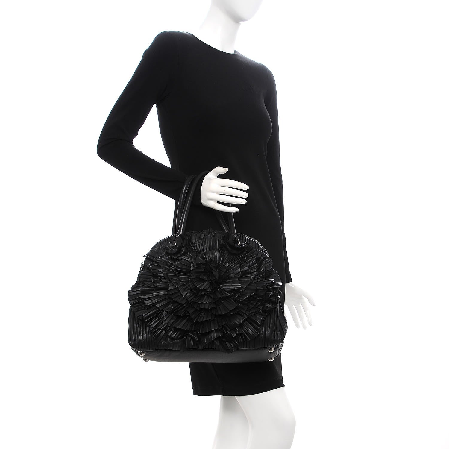 Valentino Garavani Nappa Pleated Petale Dome Tote Black 2 of 10