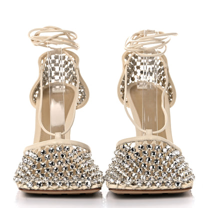 Bottega Veneta Mesh Nappa Crystal Embellished Sparkle Stretch Ankle Tie Sandals 40 Toile 2 of 13
