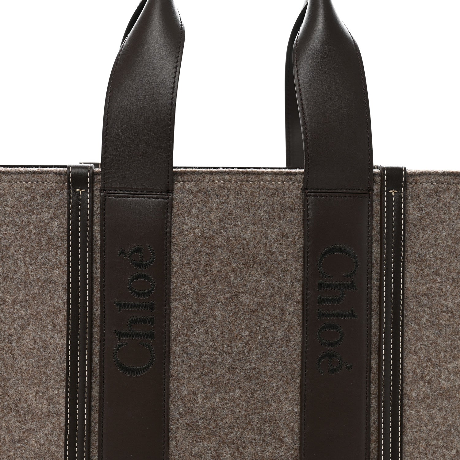 Chloe Felt Large Woody Ribbon Tote Deep Beige 8 of 11