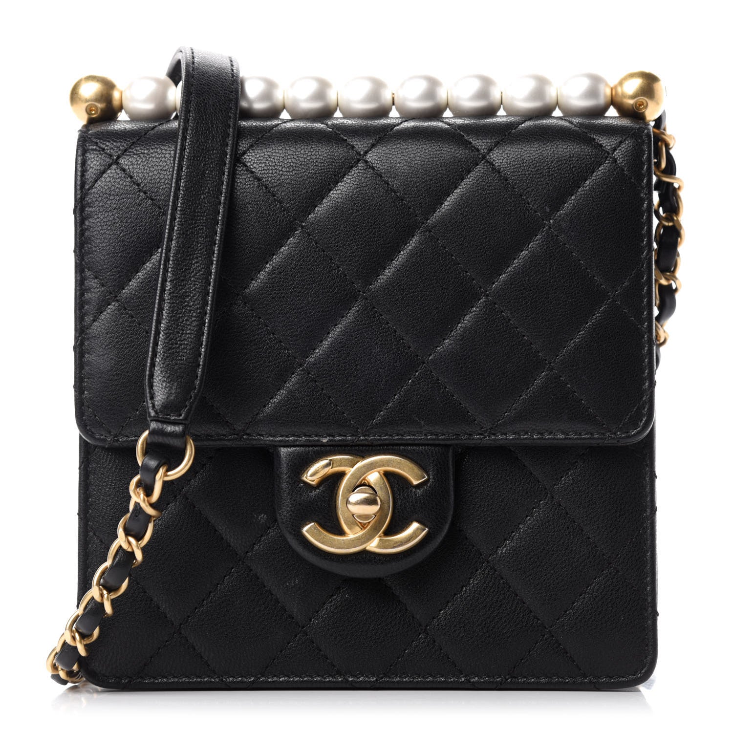 Chanel Goatskin Quilted Chic Pearls Flap Black 1 of 11