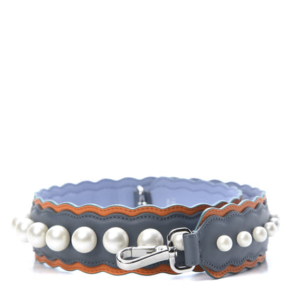 Fendi Vitello Century Pearl Tri-Color Scalloped Studded Strap You Tempesta Papaya Sky 1 of 4