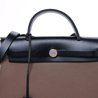 Hermes Vache Hunter Toile Herbag Zip 31 PM Etoupe Black 9 of 12
