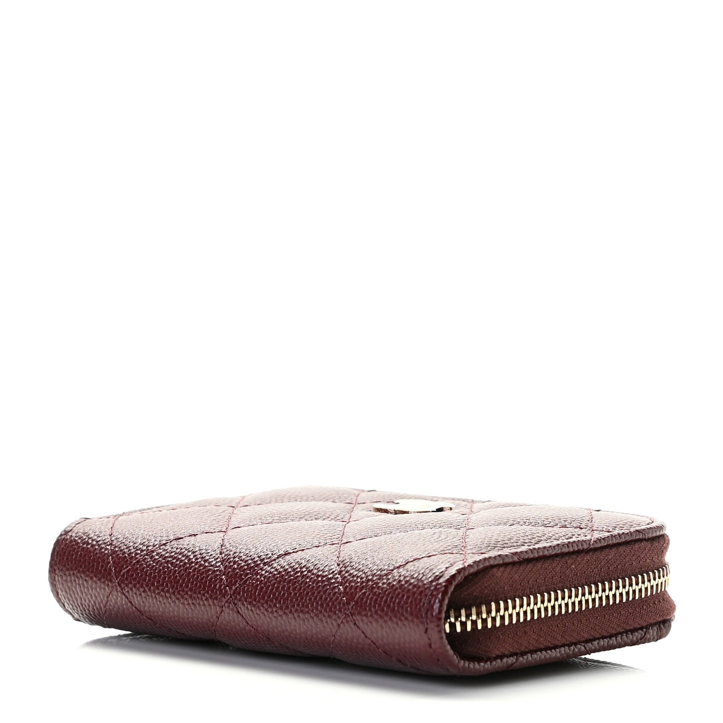 Caviar Quilted Zip Around Coin Purse Burgundy