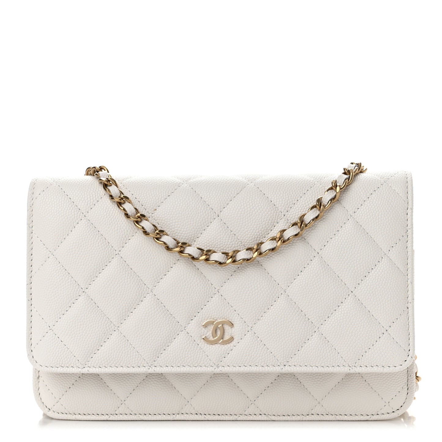 Caviar Quilted Wallet On Chain WOC White