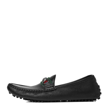 Gucci Road Calfskin Web Womens Horsebit Driver Loafers 39.5 Black 1 of 7