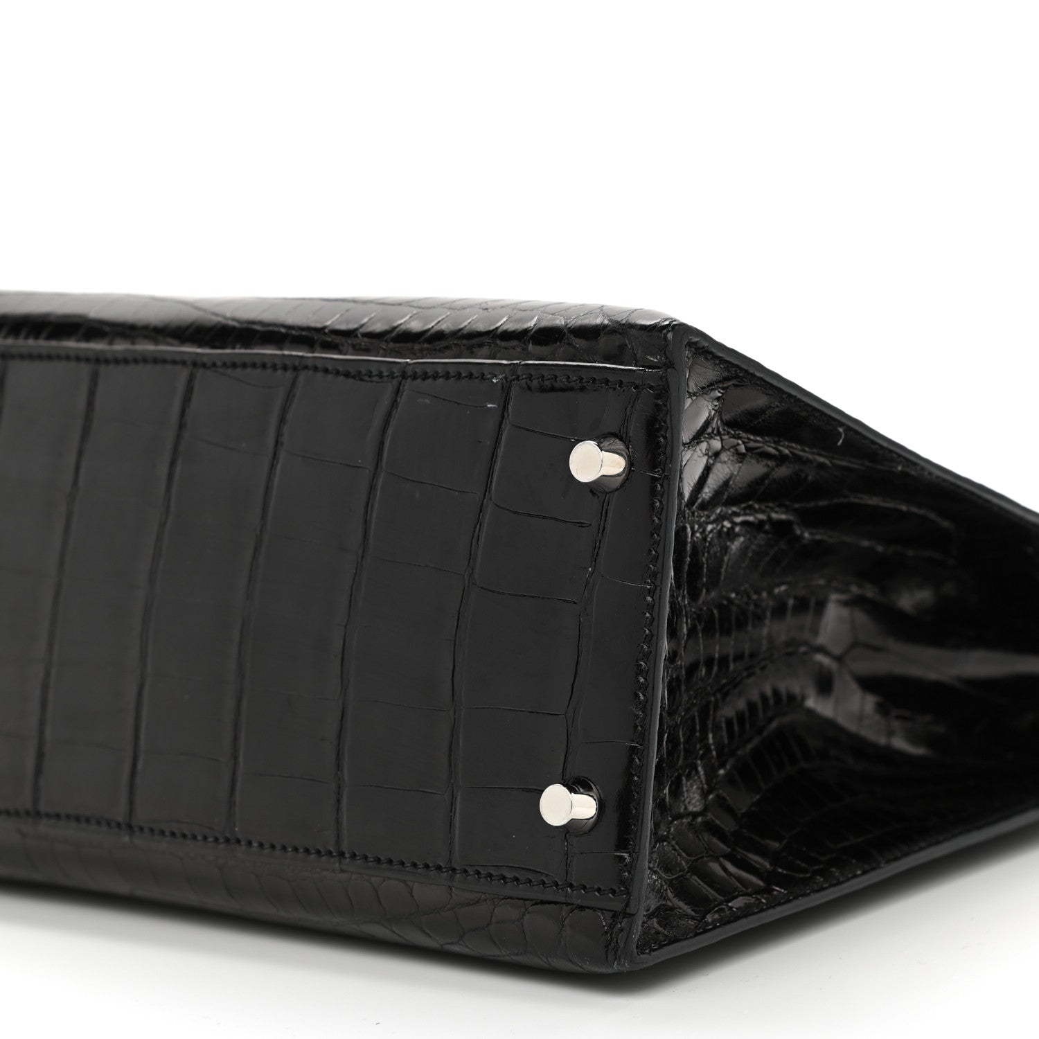 Hermes Shiny Niloticus Crocodile Kelly Sellier 32 Black 11 of 12