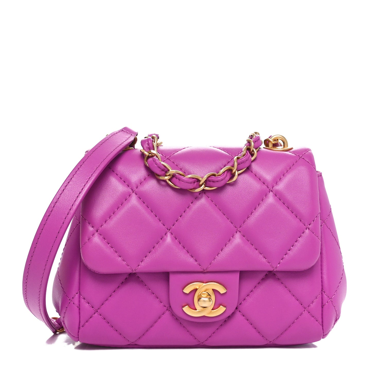 Lambskin Quilted Mini Flap Purple
