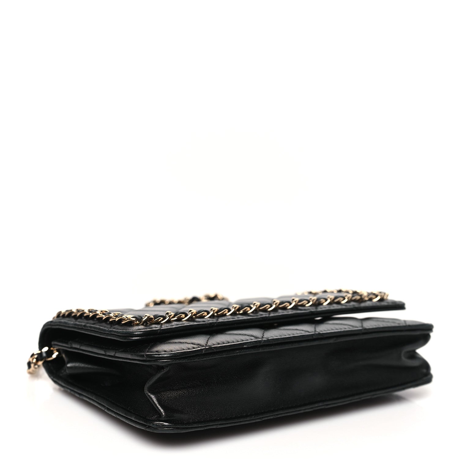Chanel Lambskin Quilted Chain Around Wallet On Chain WOC Black 4 of 11