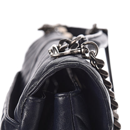 Saint Laurent Sheepskin Matelasse Chevron Monogram Large College Satchel Deep Marine 18 of 19