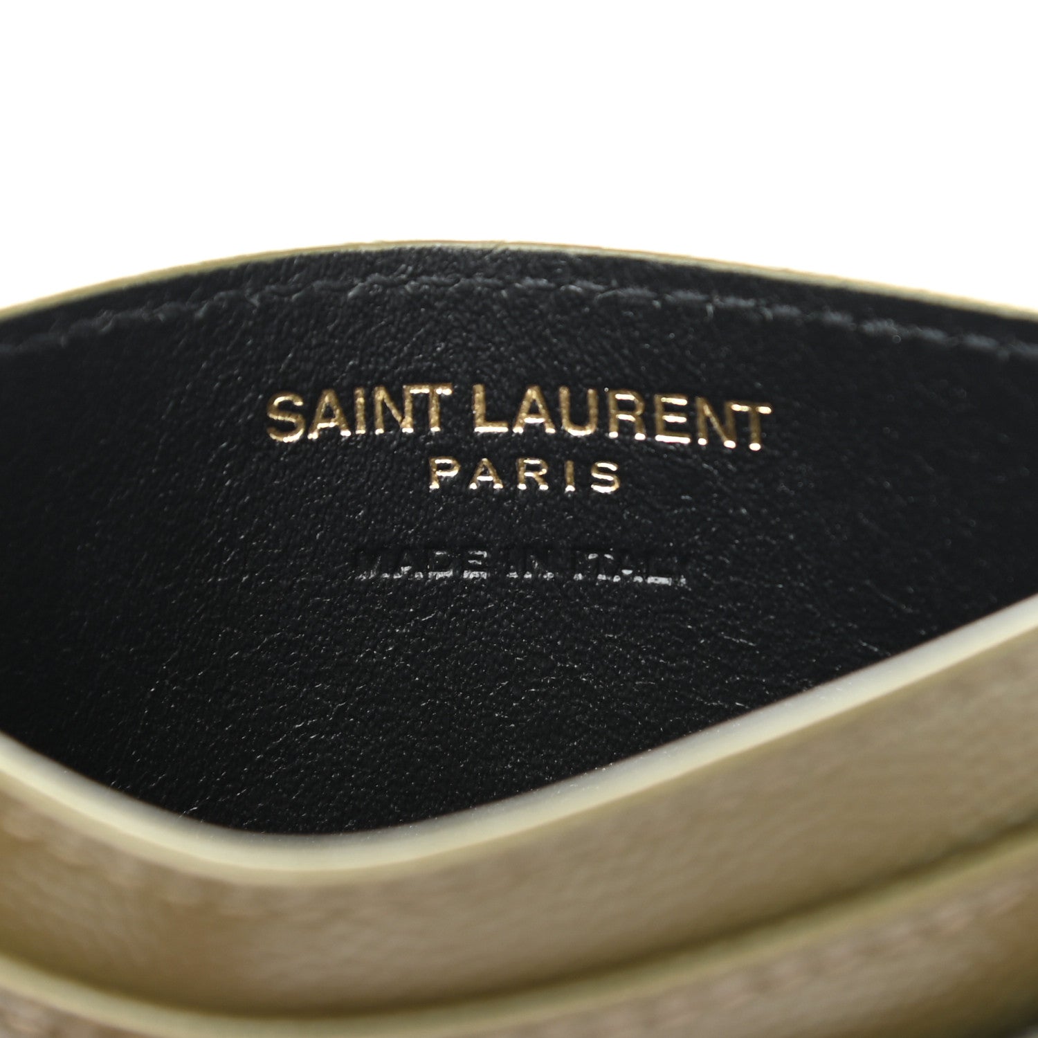 Saint Laurent Grain De Poudre Matelasse Chevron Monogram Credit Card Case Vert Kaki 6 of 7