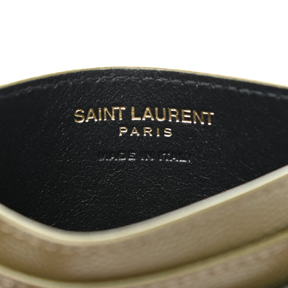 Saint Laurent Grain De Poudre Matelasse Chevron Monogram Credit Card Case Vert Kaki 6 of 7