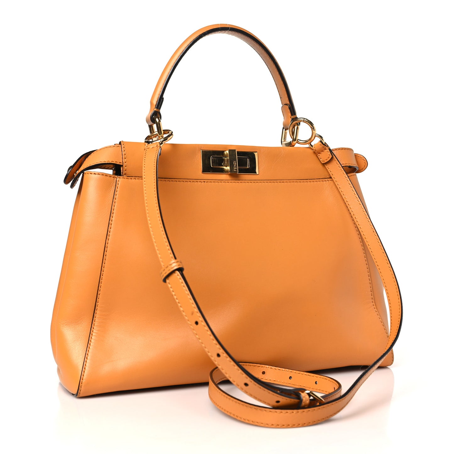 Vitello Morgan Shiny Nappa Medium Peekaboo Iconic Satchel Giallo Syrup Tobacco Black
