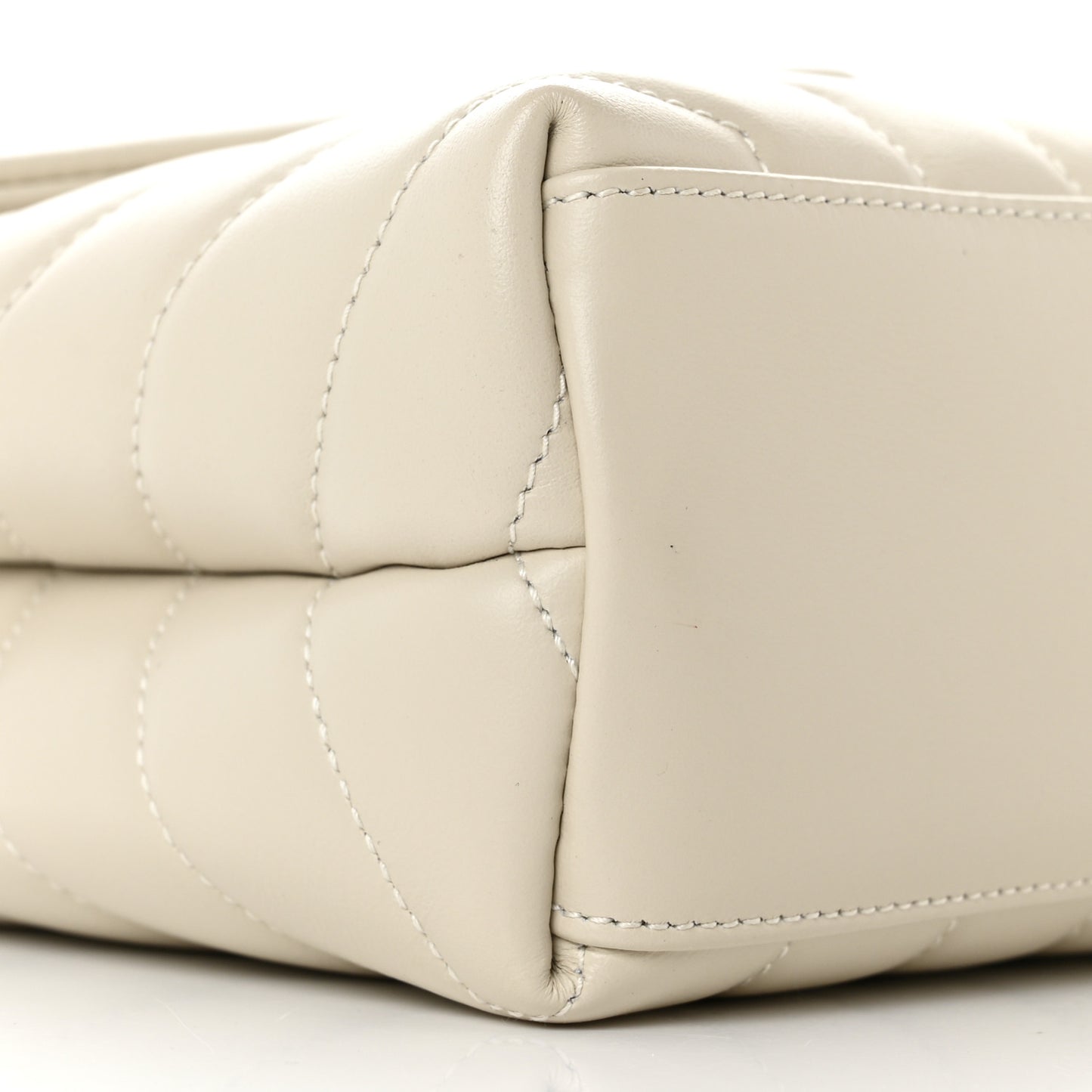 Calfskin Y Quilted Monogram Small Loulou Chain Satchel Blanc Vintage