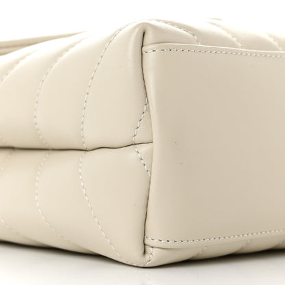 Saint Laurent Calfskin Y Quilted Monogram Small Loulou Chain Satchel Blanc Vintage 9 of 10