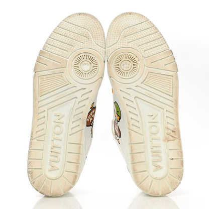 Louis Vuitton X NIGO Calfskin Printed Monogram LV Trainer Sneakers 7.5 White 5 of 13