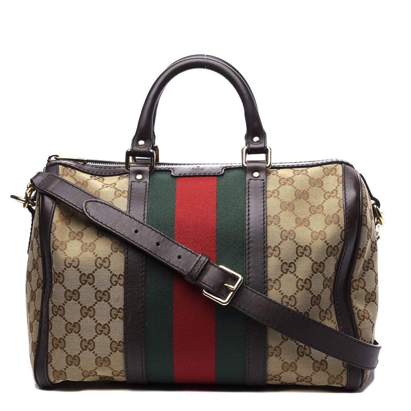 Monogram Vintage Web Medium Boston Dark Brown