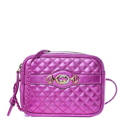 Gucci Laminated Nappa Trapuntata Mini Zumi Shoulder Bag Fuxia 1 of 9
