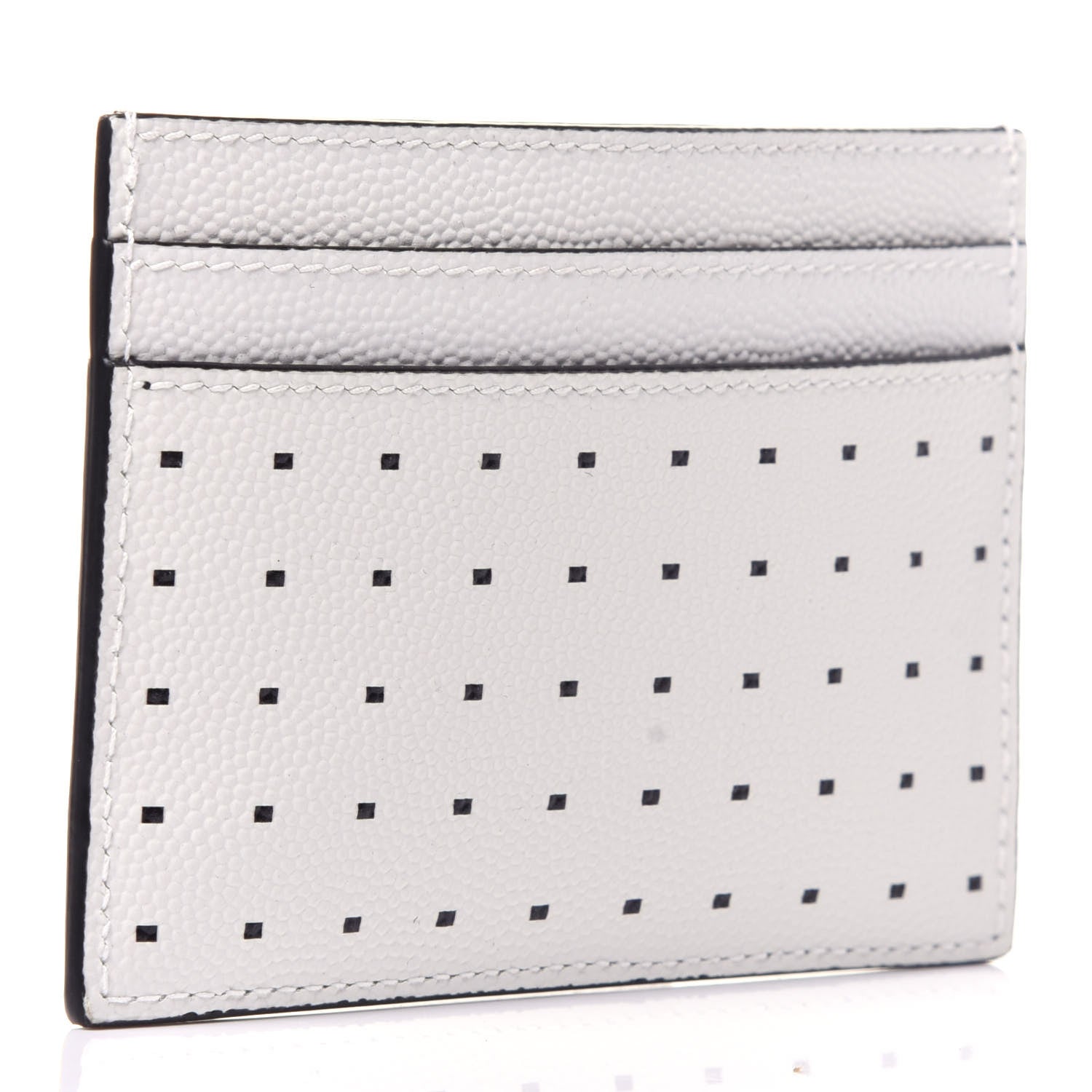 Saint Laurent Grain De Poudre Geo Print Monogram Credit Card Case White 3 of 9