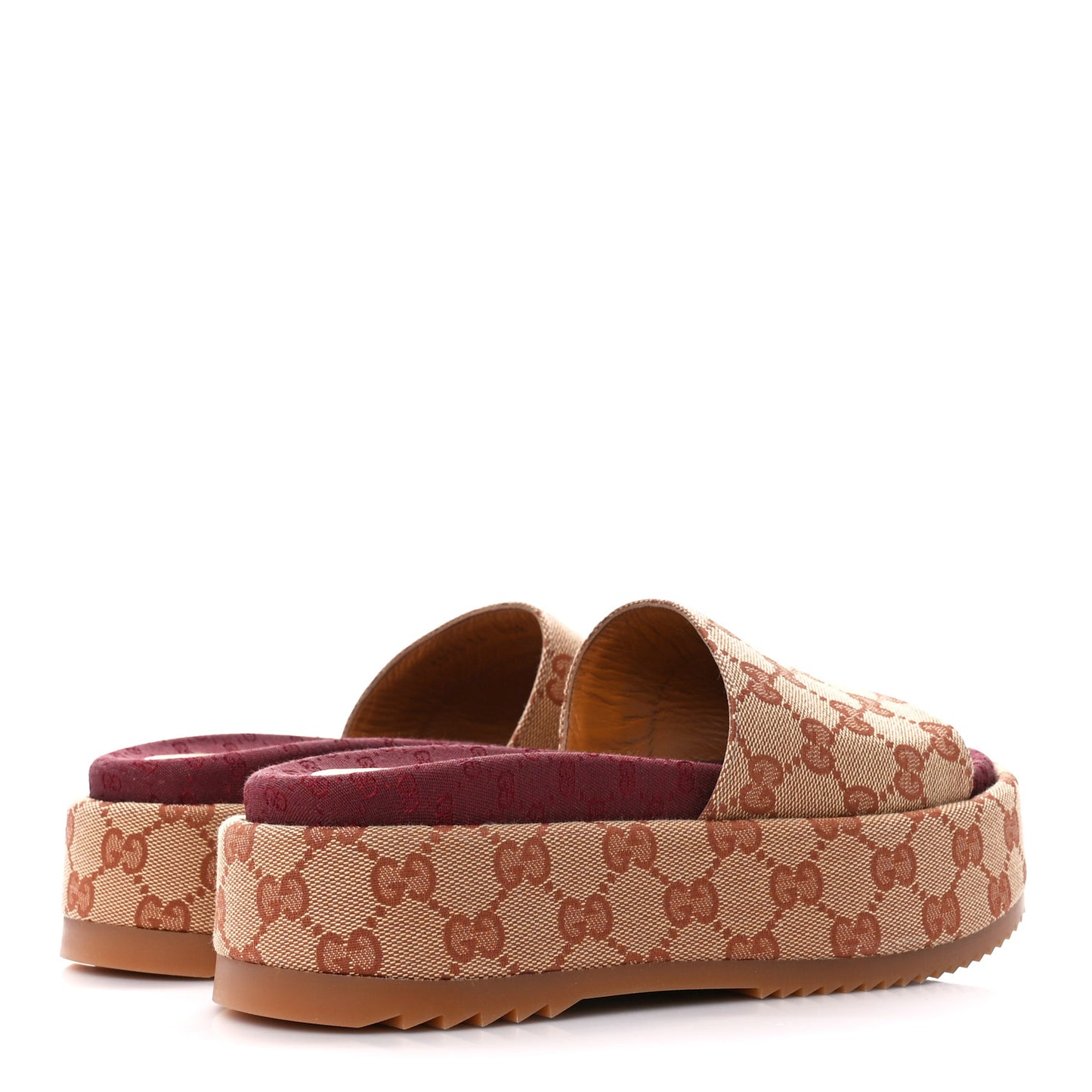 Canvas GG Monogram Angelina Platform Slide Sandals 36 Beige Ruggine
