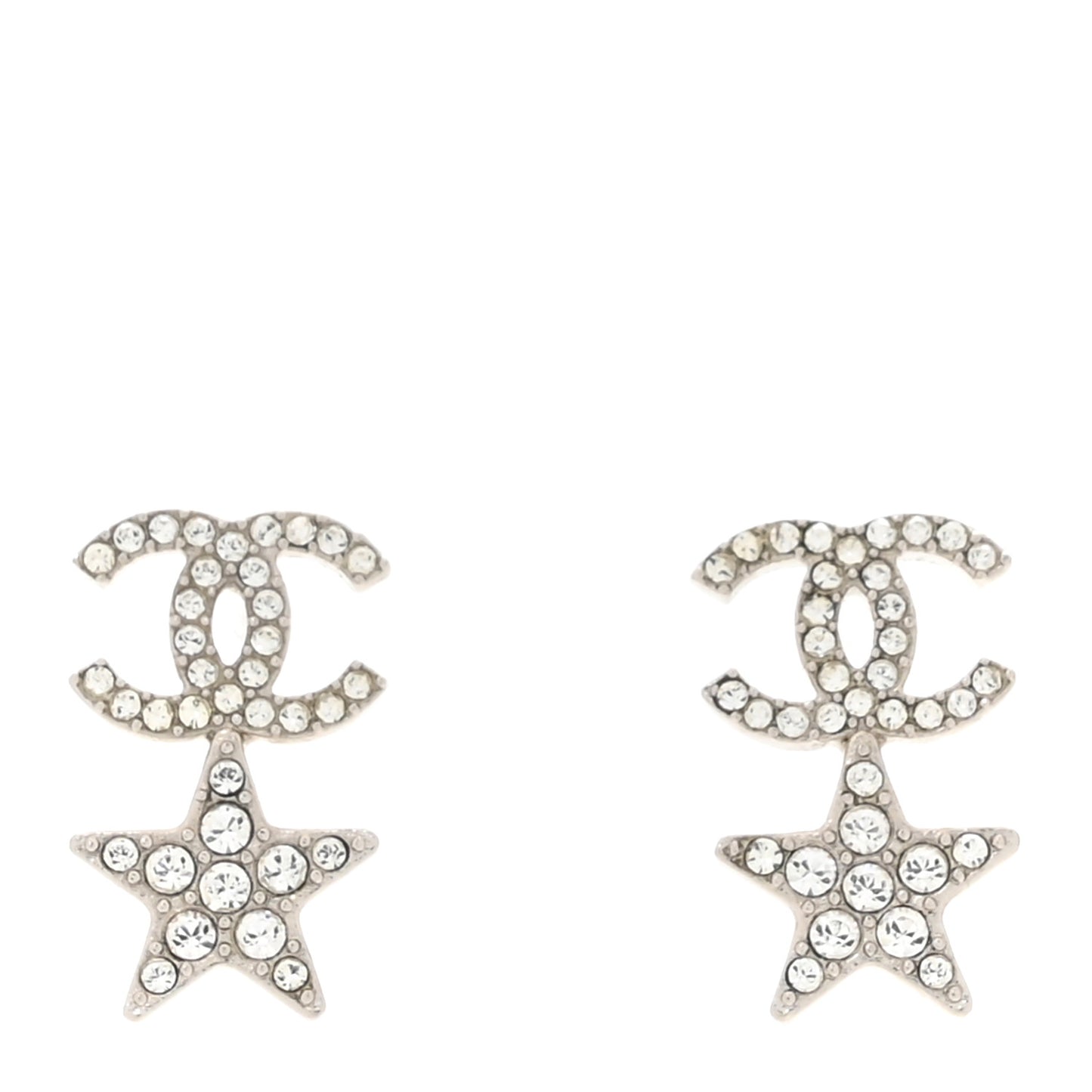 Crystal CC Starfall Drop Earrings Silver