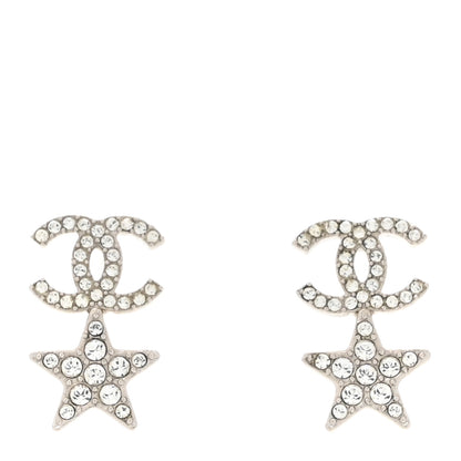 Chanel Crystal CC Starfall Drop Earrings Silver 1 of 5