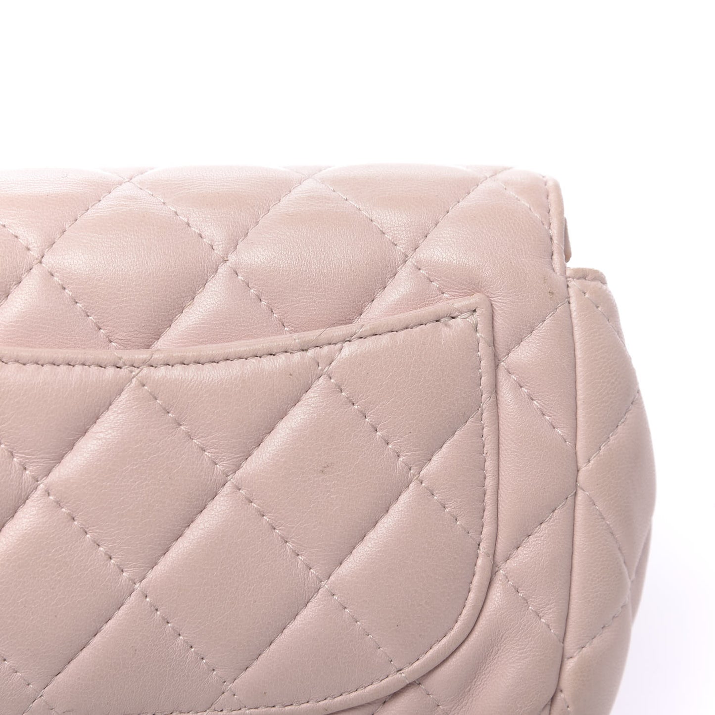 Lambskin Quilted Flap Cosmetic Case Light Pink