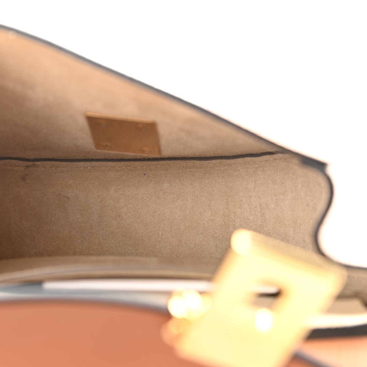 Grained Calfskin Lambskin Mini Bi-Color Drew Shoulder Bag Powder Beige Caramel