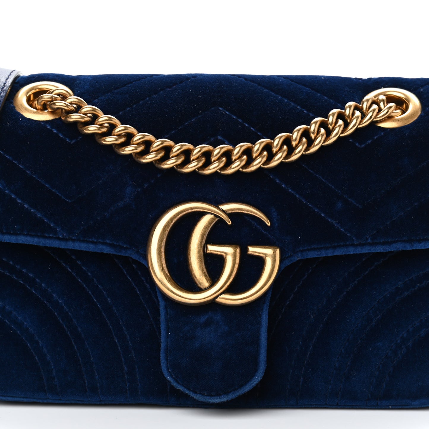 Velvet Matelasse Mini GG Marmont Shoulder Bag Cobalt Blue