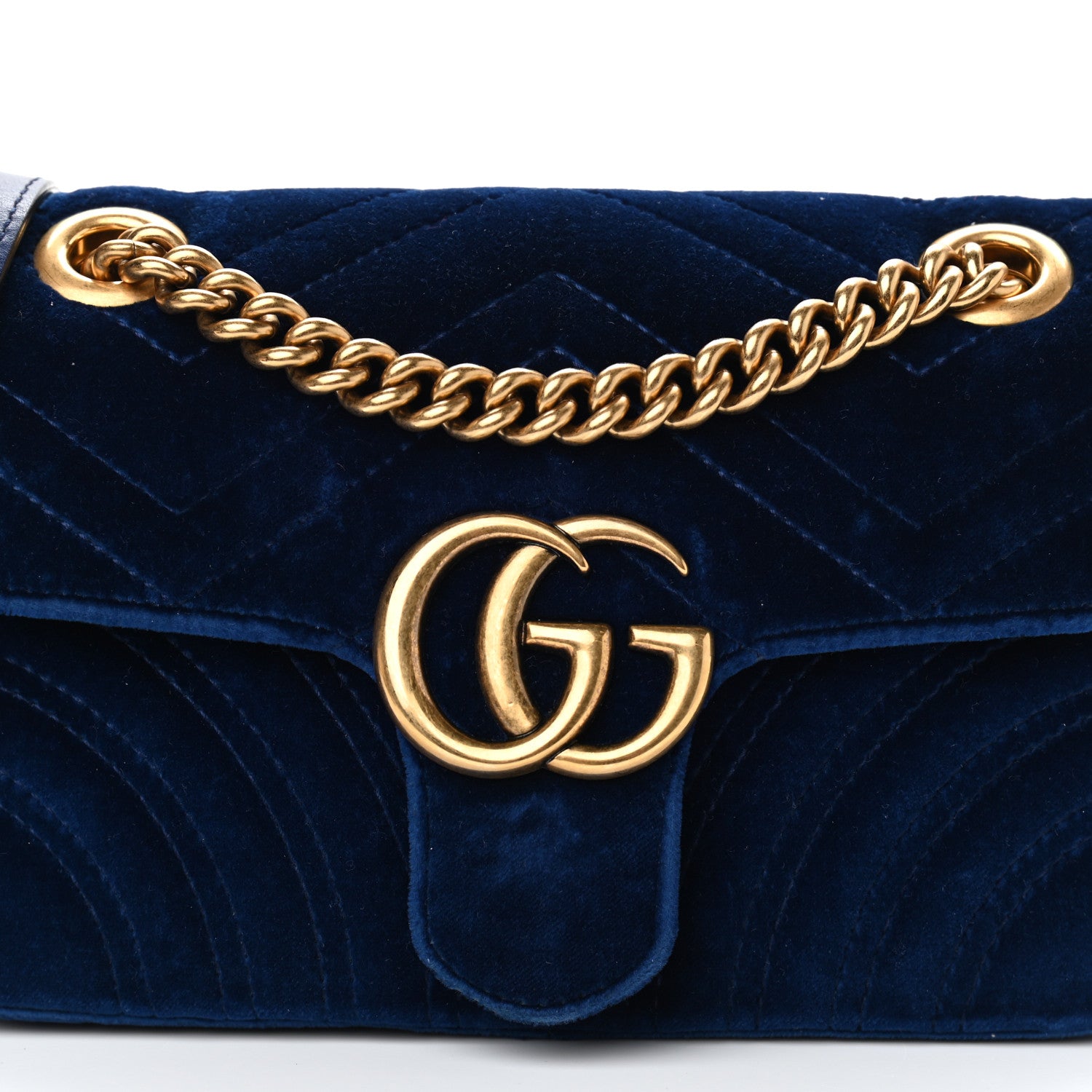 Gucci Velvet Matelasse Mini GG Marmont Shoulder Bag Cobalt Blue 12 of 13