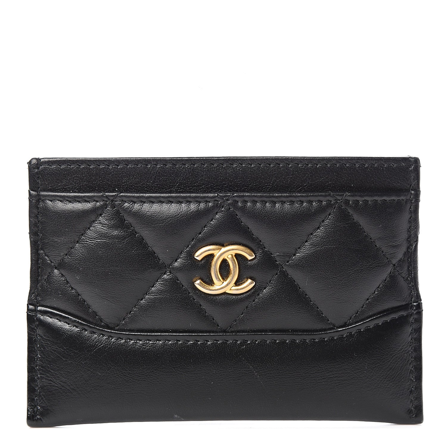 Chanel Aged Calfskin Quilted Gabrielle Card Holder Black 1 of 8
