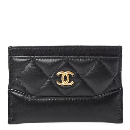 Chanel Aged Calfskin Quilted Gabrielle Card Holder Black 1 of 8