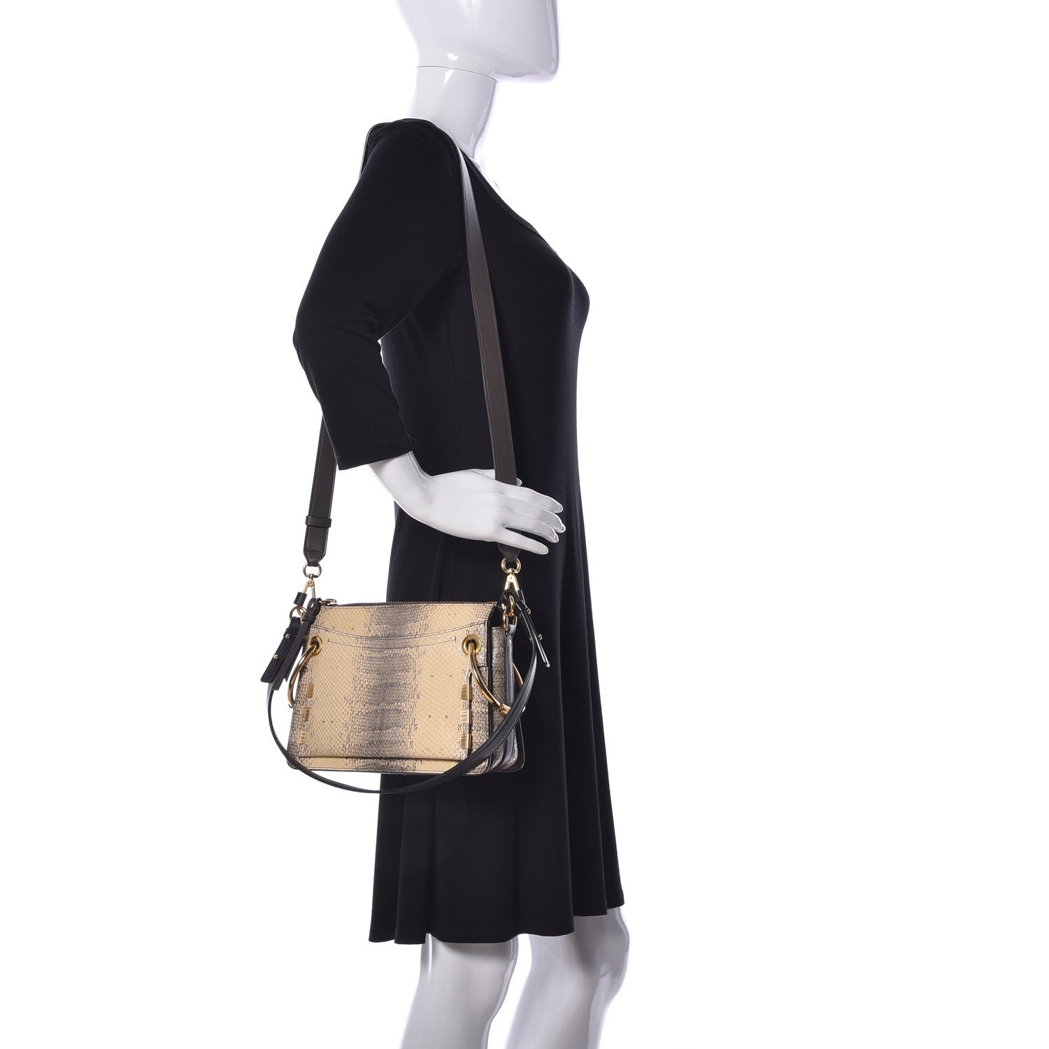 Chloe Calfskin Watersnake Embossed Small Roy Bag Cloudy Yellow 2 of 10