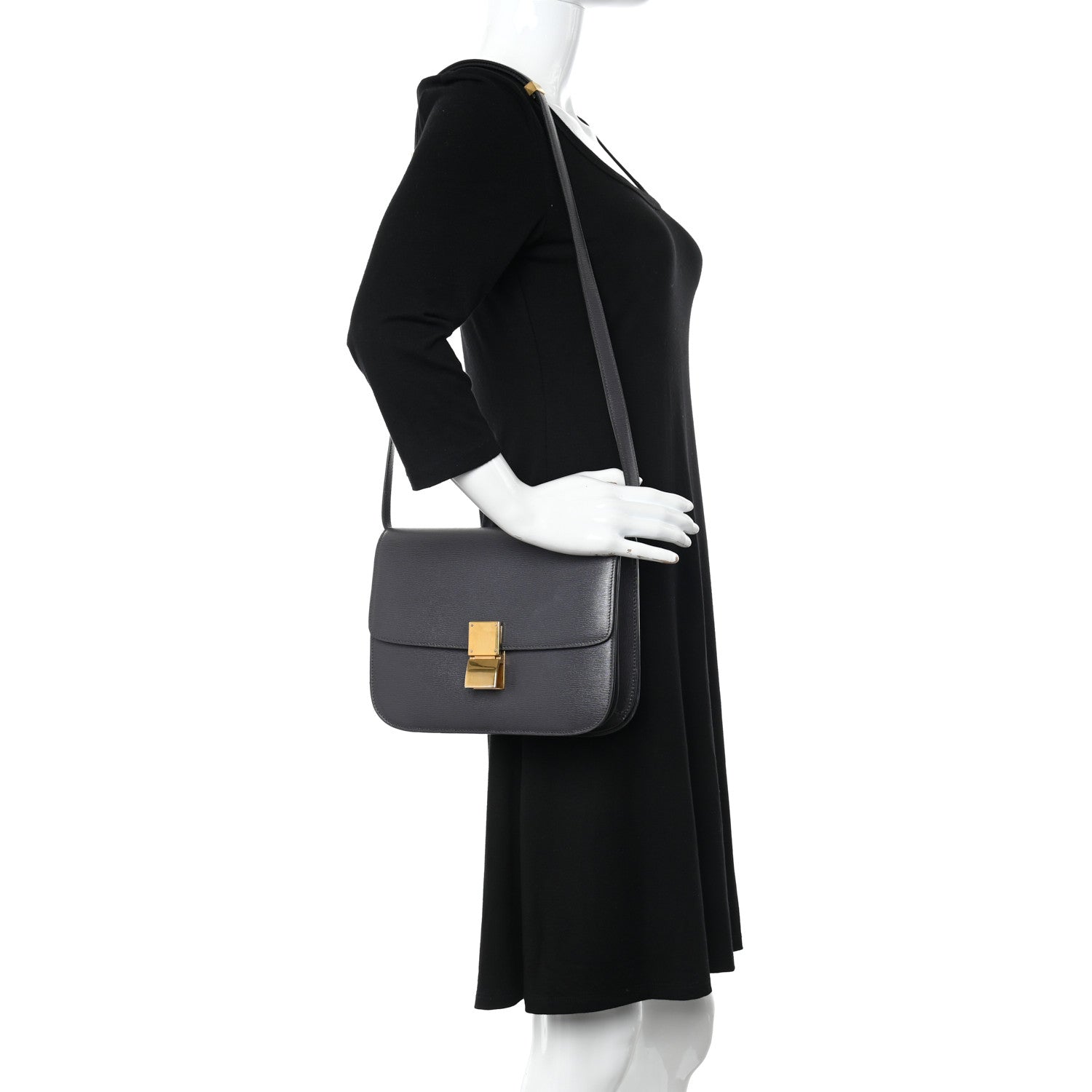 Celine Liege Calfskin Medium Classic Box Flap Bag Liquorice 2 of 10