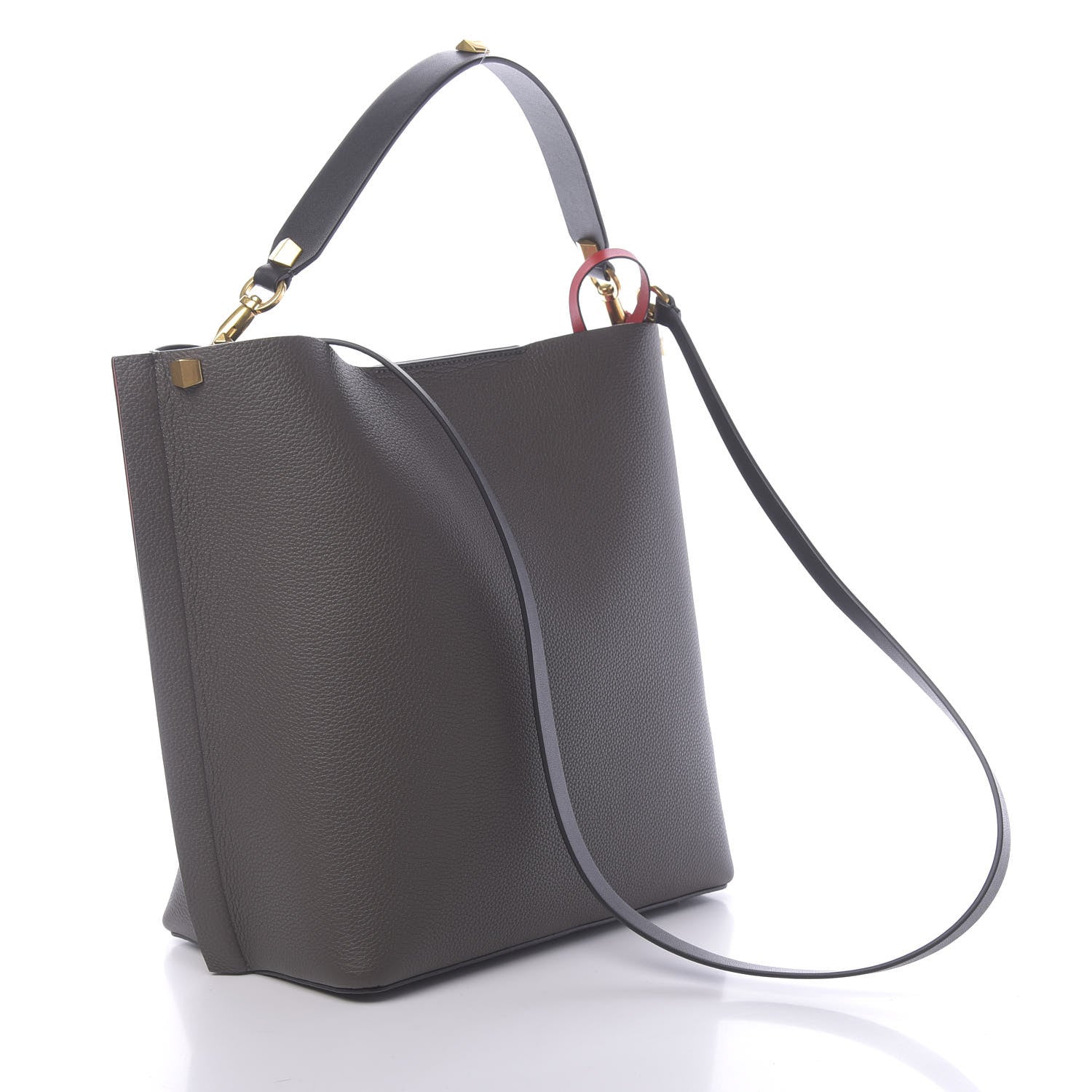 Valentino Garavani Grainy Calfskin Escape Hobo Bag Graphite 3 of 9