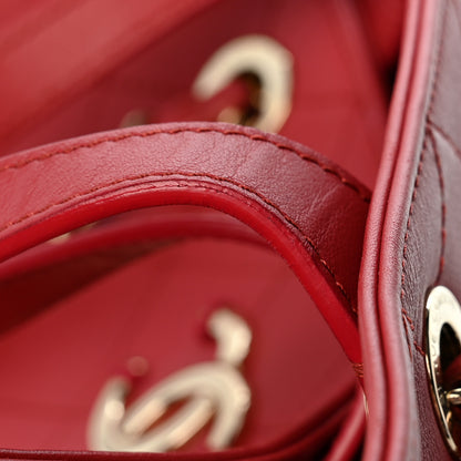 Chanel Calfskin Stitch Medium Ring My Bag Shopping Tote Red 12 of 14
