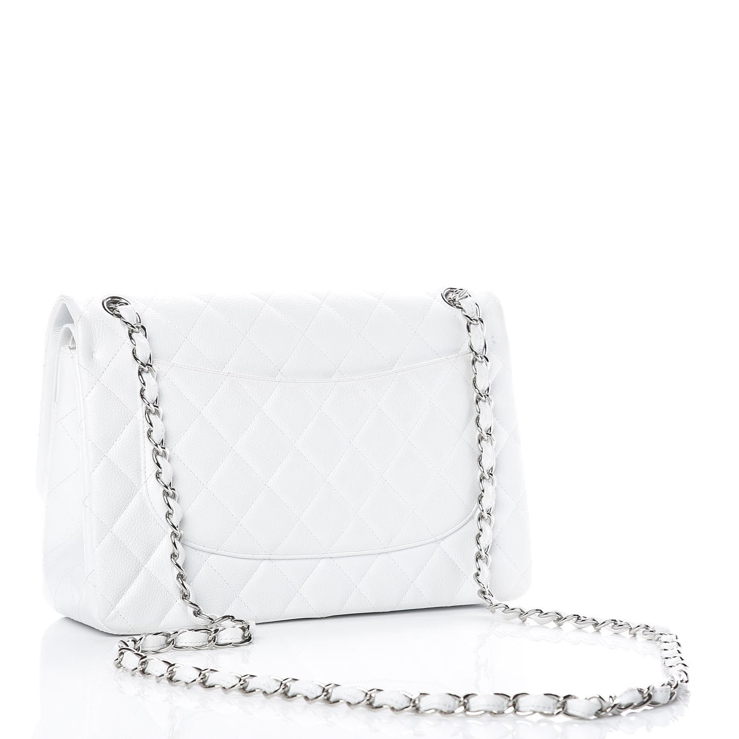 Caviar Quilted Jumbo Double Flap White
