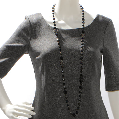 Chanel Long Beaded CC Necklace Black 2 of 5