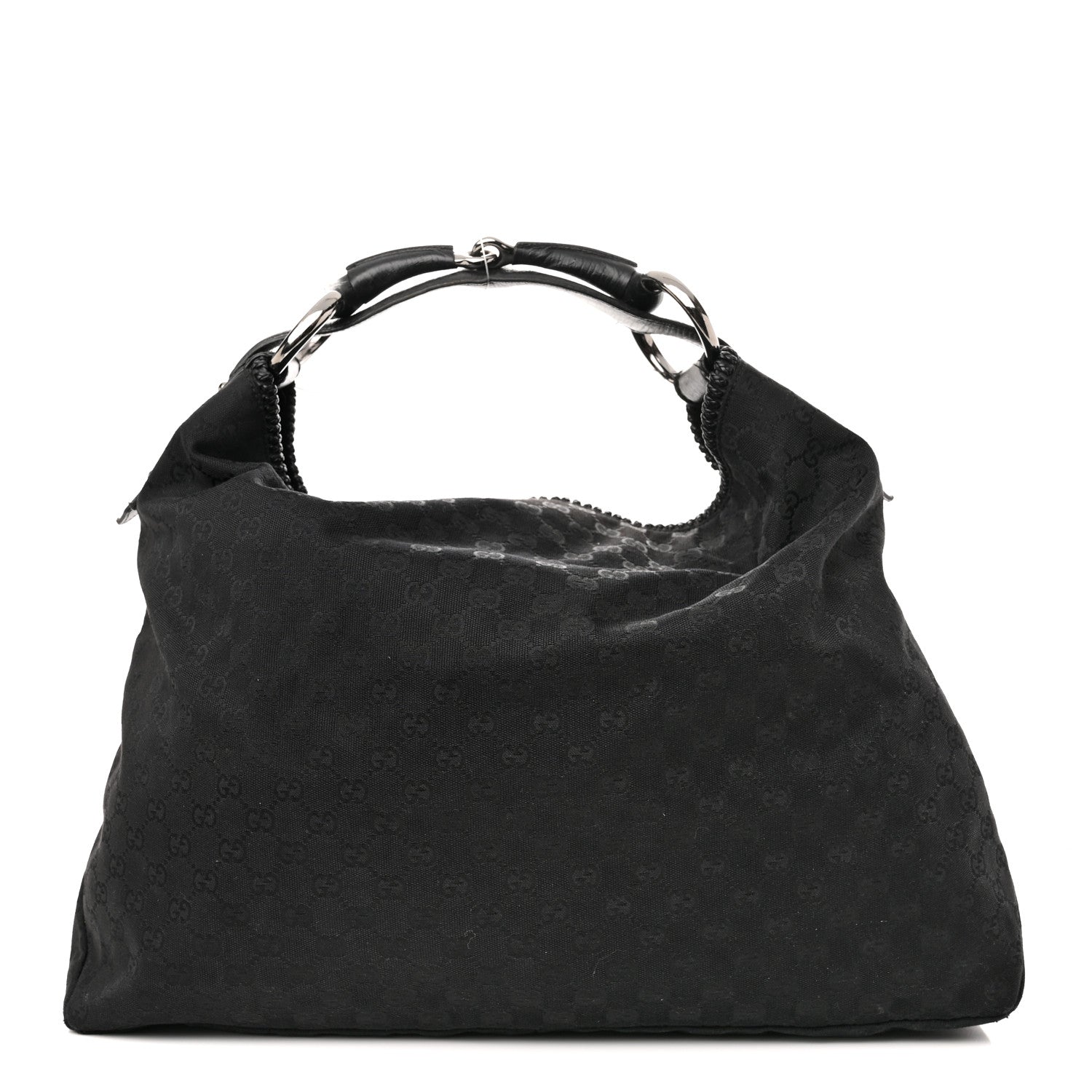 Gucci Monogram Large Horsebit Chain Hobo Black 1 of 14