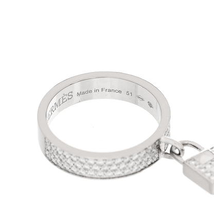 Hermes 18K White Gold Diamond MM Kelly Clochette Ring 51 5.75 7 of 8