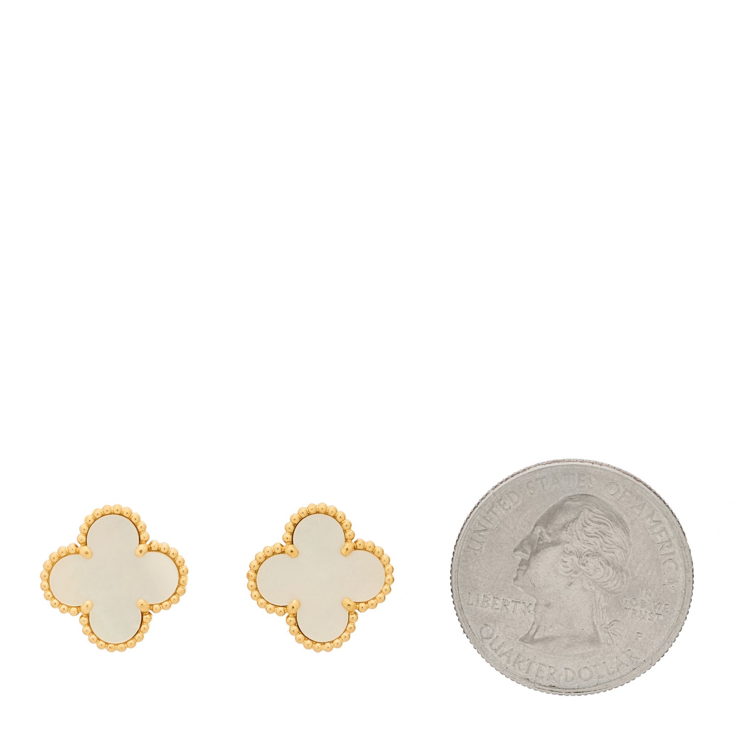 18K Yellow Gold Mother of Pearl Vintage Alhambra Earrings