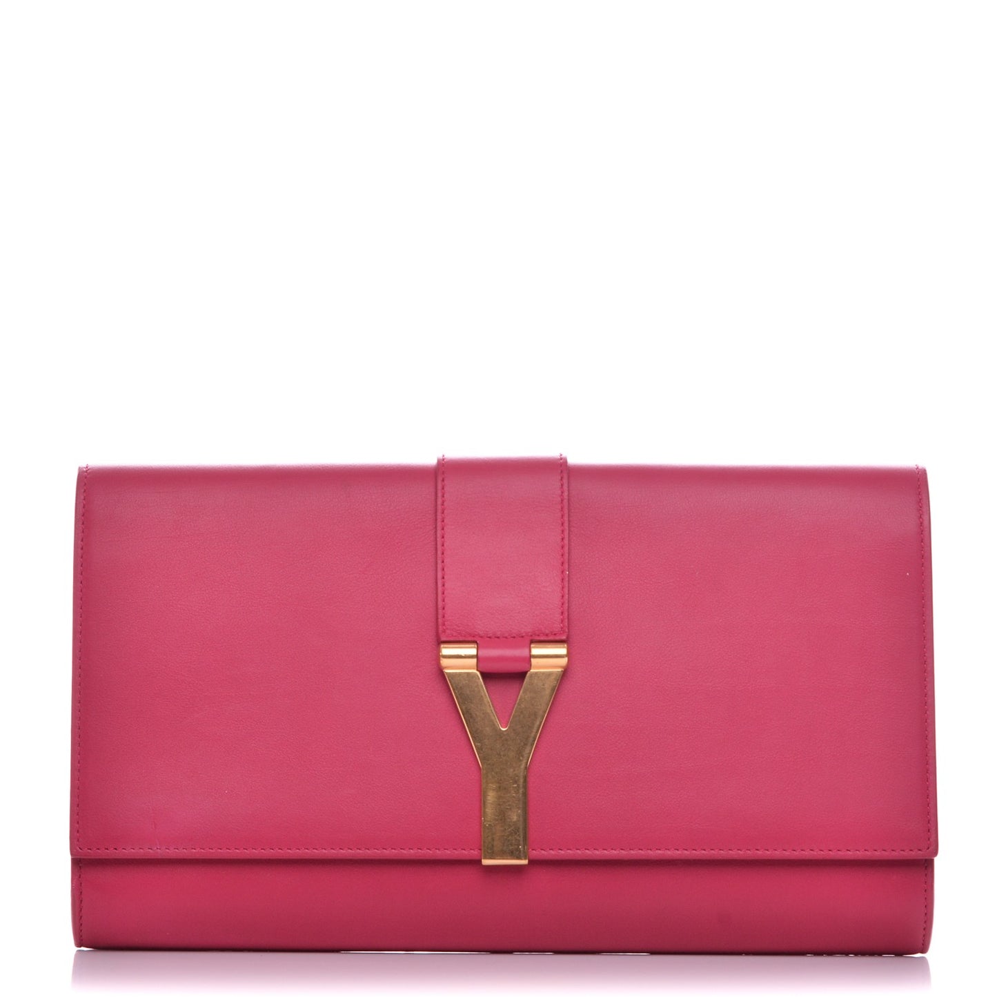 Calfskin Classic Y Ligne Clutch Fuchsia