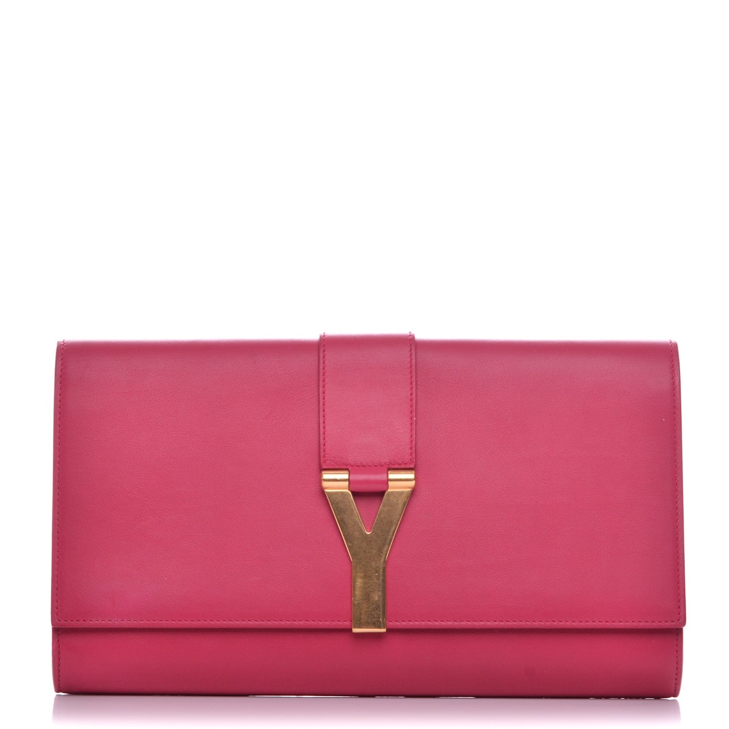 Saint Laurent Calfskin Classic Y Ligne Clutch Fuchsia 1 of 7
