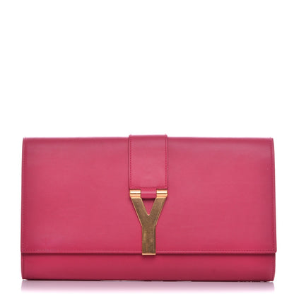 Saint Laurent Calfskin Classic Y Ligne Clutch Fuchsia 1 of 7