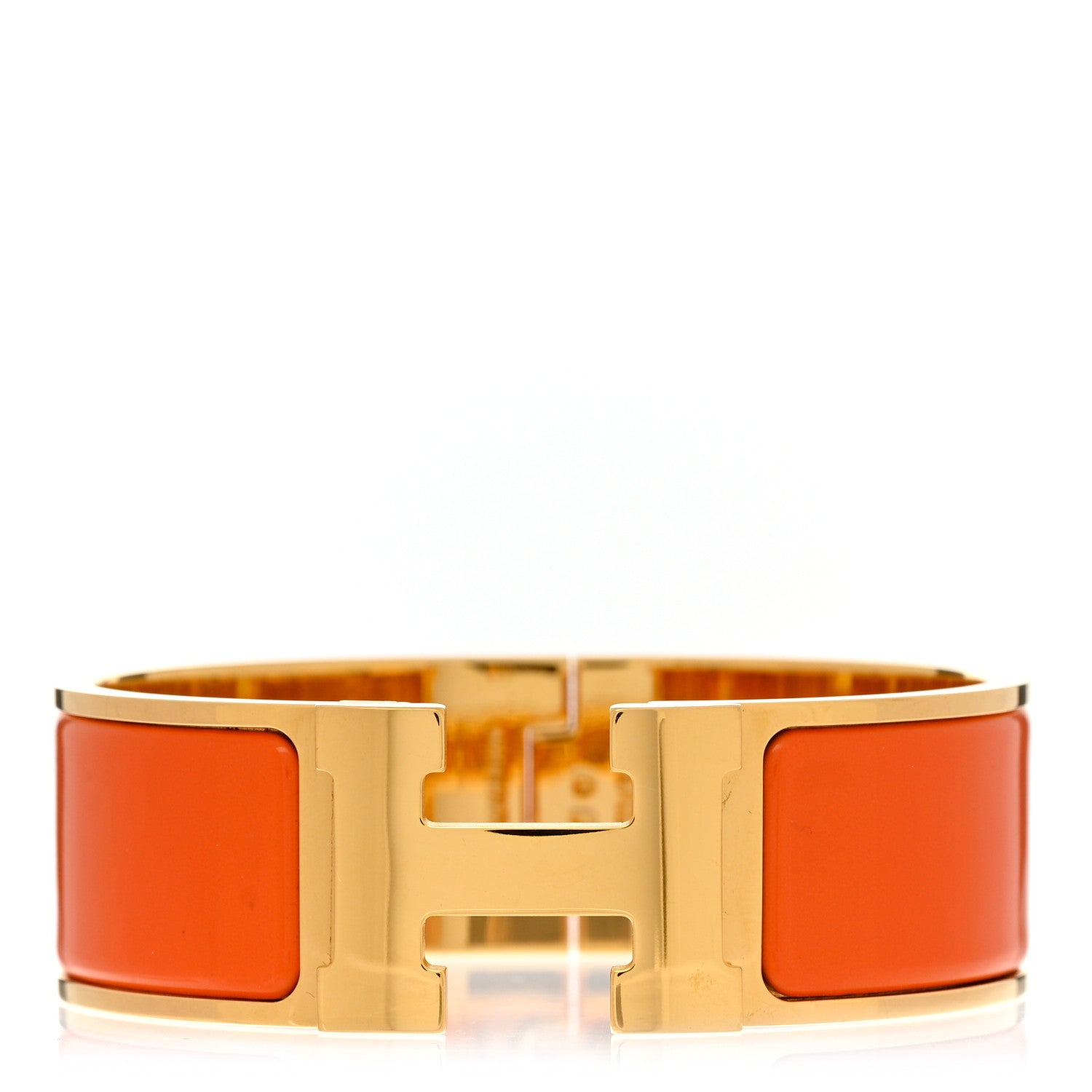 Hermes Enamel Wide Clic Clac H Bracelet GM Orange 1 of 4