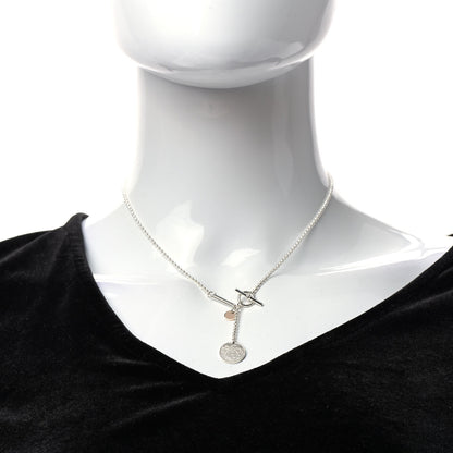 Hermes Sterling Silver 18K Rose Gold PM Ex-Libris Pendant Necklace 2 of 6